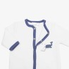 Babypyjama met geboortedrukknopen wit en blauw met walvisprint en babywalvis
