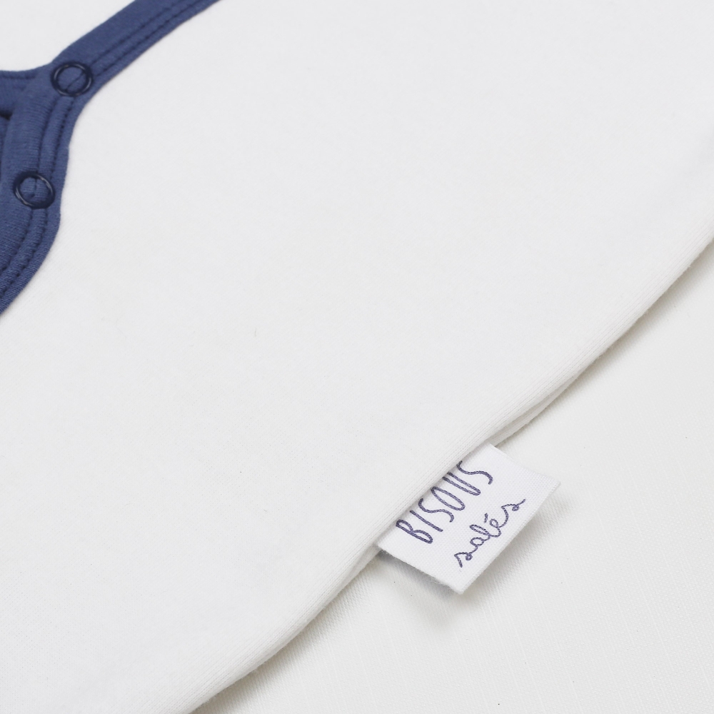Newborn fleece pajamas with printed label "salty kisses"