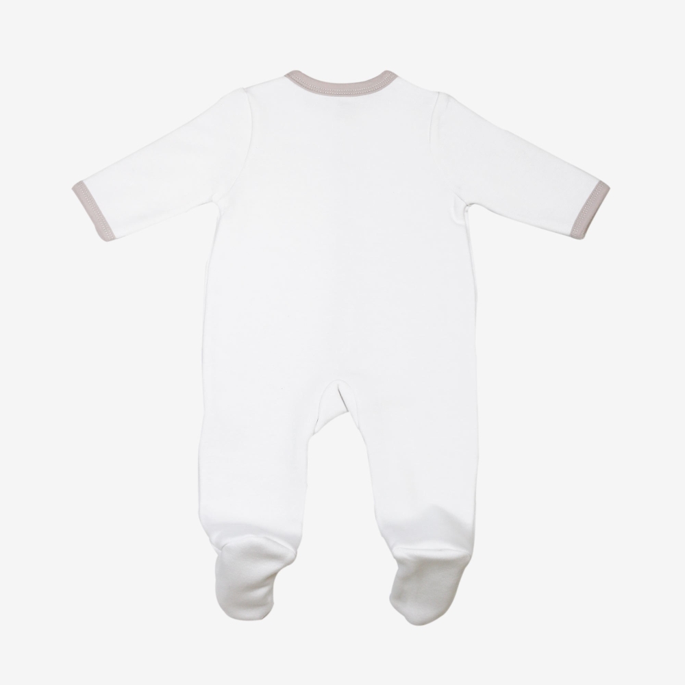 'Haut comme trois pommes' plain white fleece baby pajamas