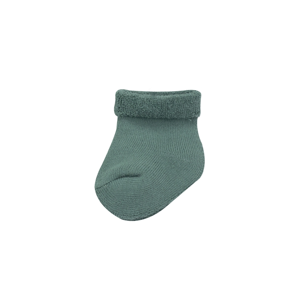 Zoom sulle calze verde oliva scuro