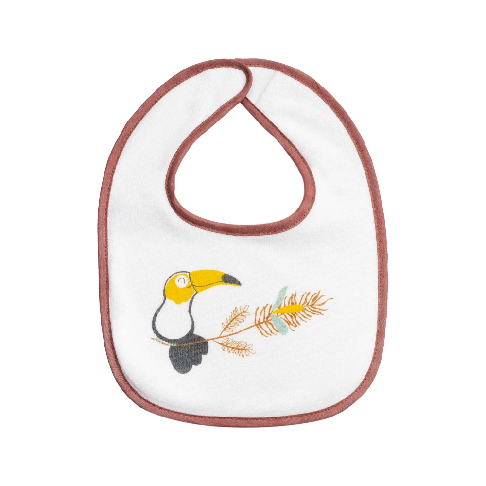 Bib with terracotta trim and drawn pelican