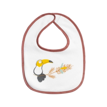 Bib with terracotta trim and drawn pelican