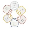 Set di 6 bavaglini bianchi con piccoli messaggi