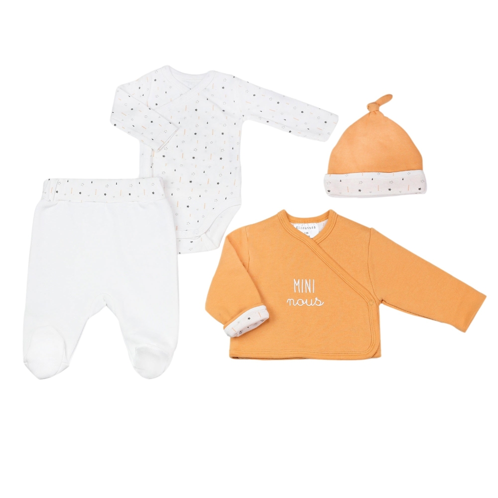 Geboorteset unisex 4 stuks - Mosterd Kinousses - 1