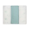 Set van 3 hydrofiele doeken zeegroen - Klein katje - Oeko-tex Kinousses - 1