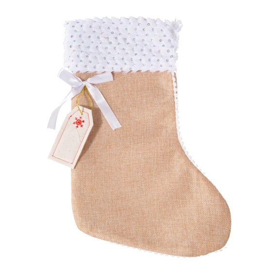 Weihnachtsstiefel aus Jute zum Besticken