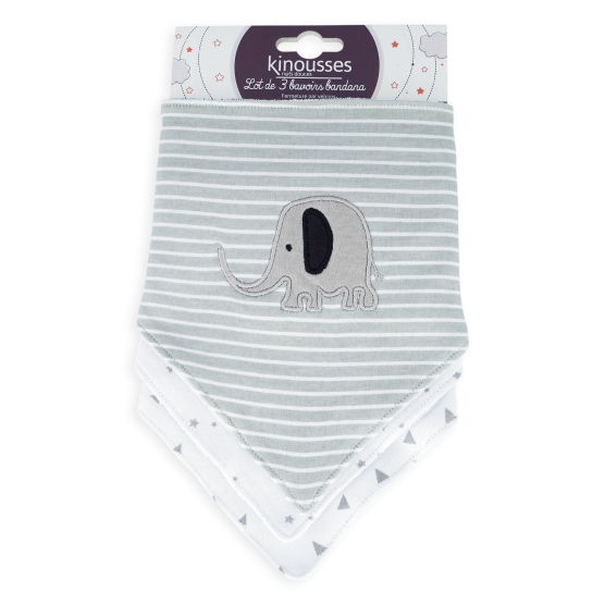 Set di 2 bavaglini bandana con elefanti