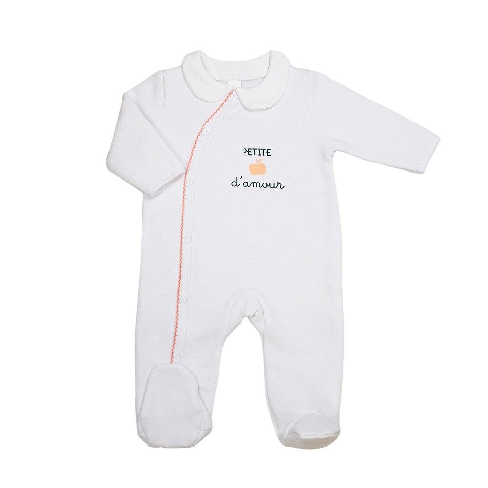 Newborn pyjama meisje wit en roze - Klein appeltje
