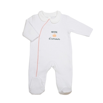 Newborn pyjama meisje wit en roze - Klein appeltje