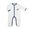 Pijama nacimiento en felpa blanco y azul con etiqueta Besos salados