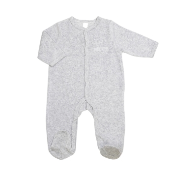 Pigiama neonato in velluto grigio melange ricamato mini noi