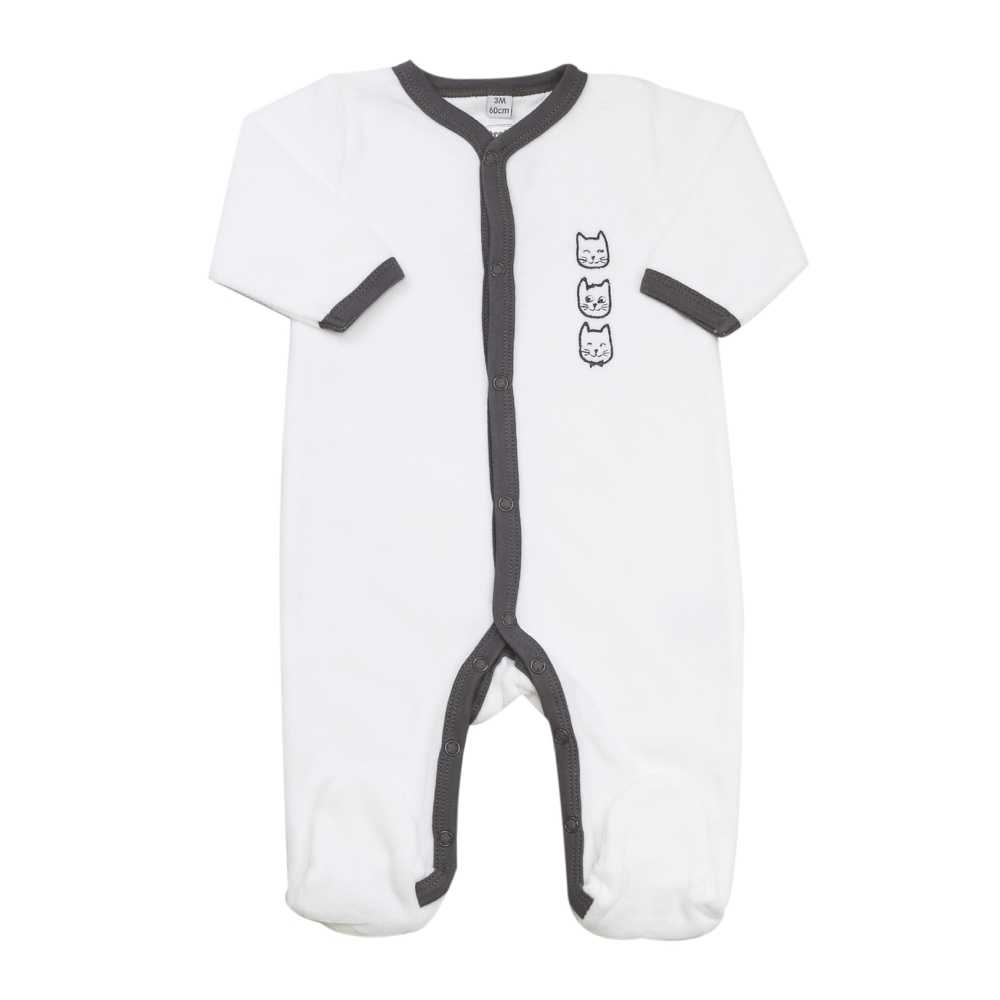 pyjama blanc avec tête de chaton dessus