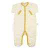 white and yellow striped baby pajamas