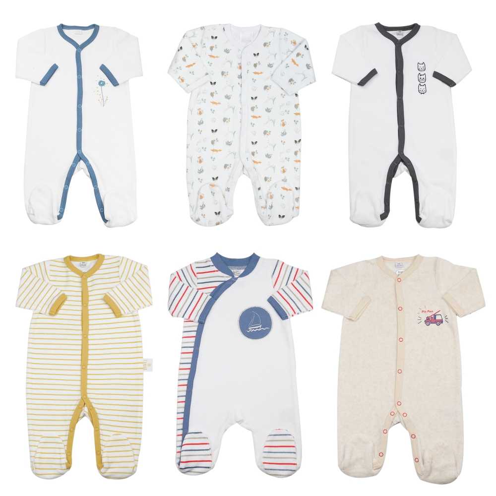 Set van 6 baby pyjama's