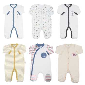 6er-Set Baby-Schlafanzüge