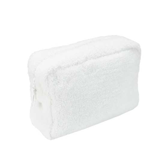 Neceser de aseo para bebé blanco de terciopelo con cremallera