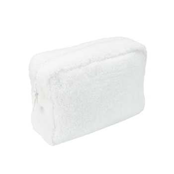 Witte fluwelen baby toilettas met ritssluiting