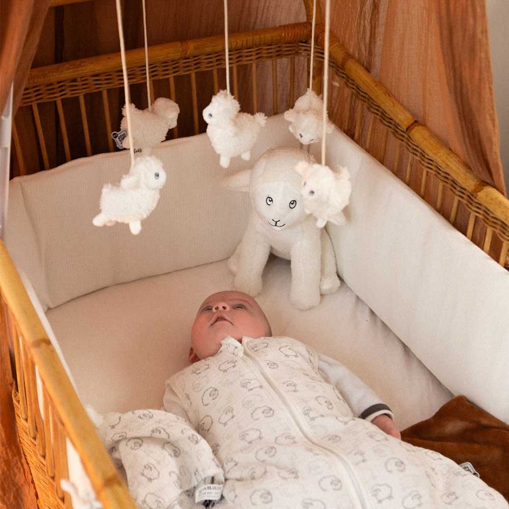 bébé regarde son jouet d'éveil