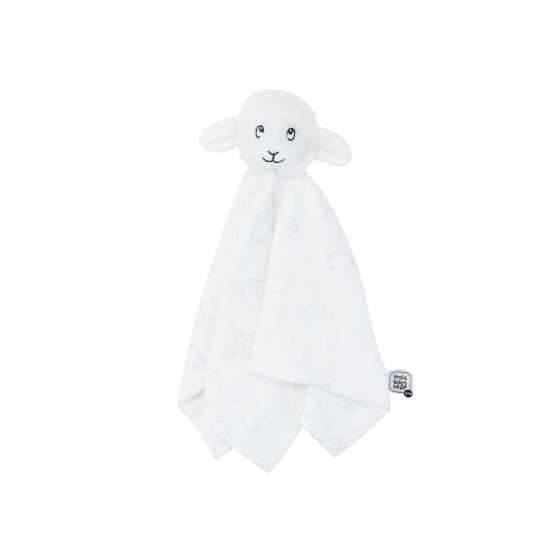 Weißes Schmusetuch Schaf aus der Wooly-Kollektion mit Schaf-Allover-Print