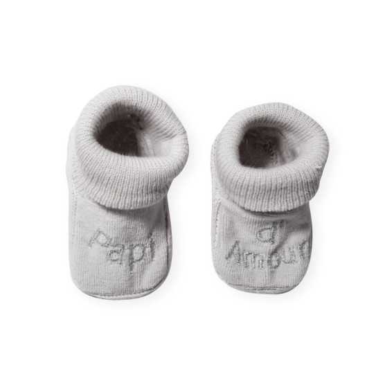 Gray "beloved grandpa" booties