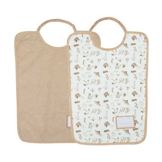 Lot de 2 bavoirs maternelles beige et avec motifs beige