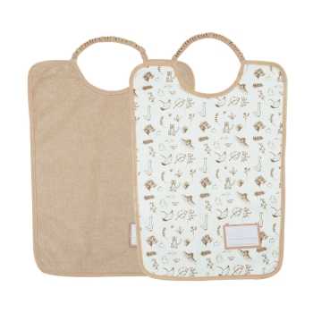 Lot de 2 bavoirs maternelles beige et avec motifs beige