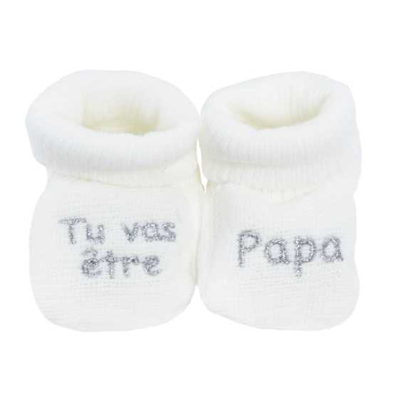 Scarpine neonato con ricamo "diventerai papà"