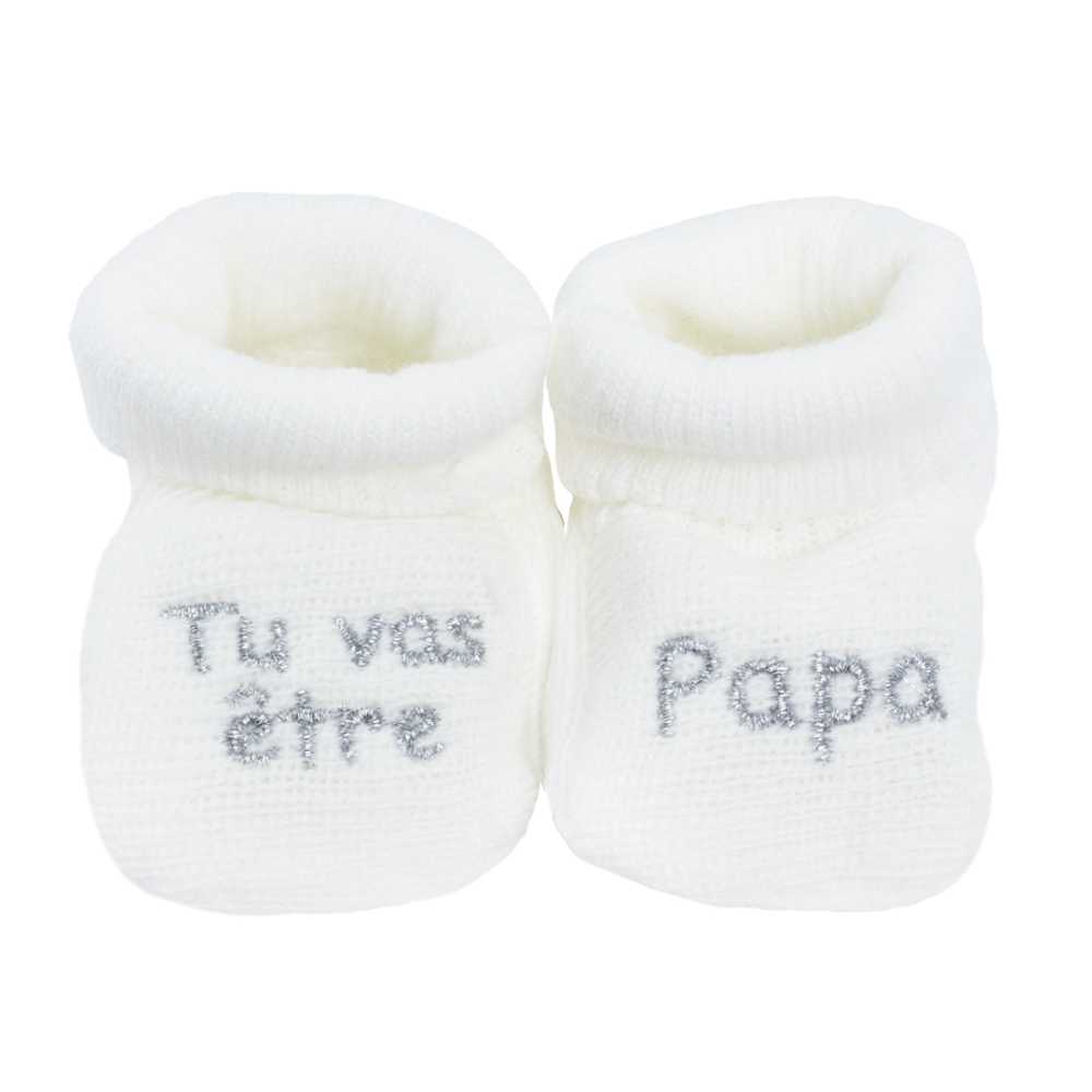 Babyschuhe Geburt mit Stickerei "Du wirst Papa"