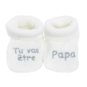 Scarpine neonato con ricamo "diventerai papà"