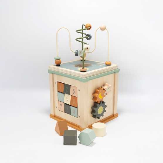 Cube d'activité bébé en bois