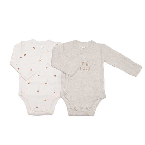 Lot de deux body crème avec inscription Mini nous