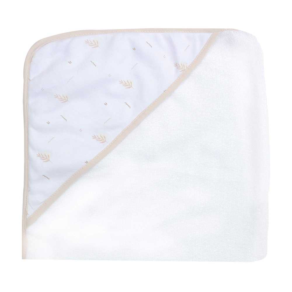 Cape de bain bébé avec capuche beige, dimensions 70x70cm