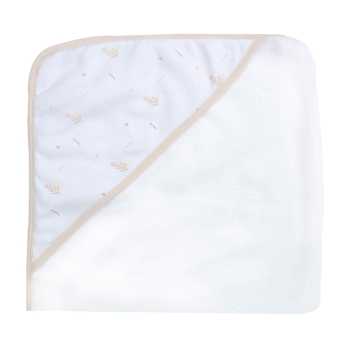 Baby badcape met beige capuchon, afmetingen 70x70cm