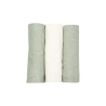 Lote de 3 muselinas bebé 70x70cm, color blanco y verde oliva