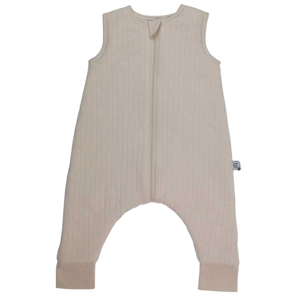 sand-colored baby sleeping bag with feet