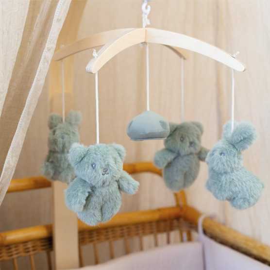 Mobile musical avec peluches vertes