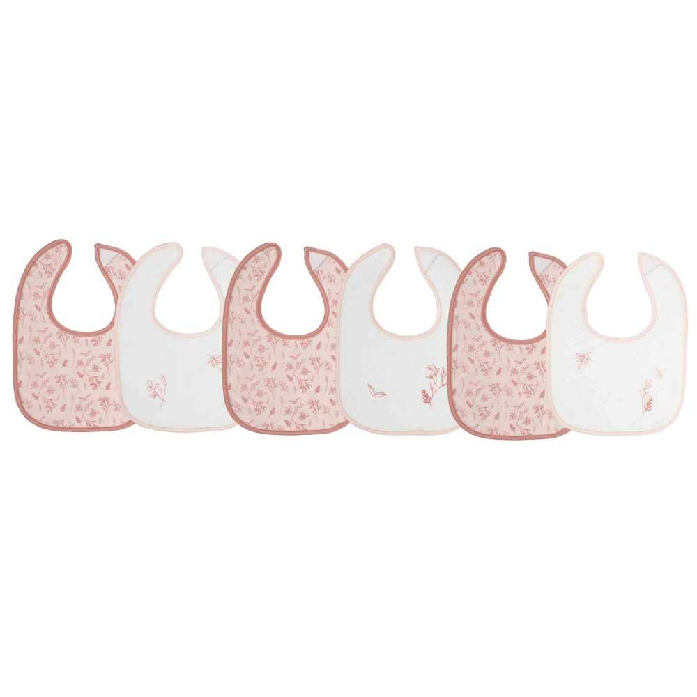 set van 6 babyslabbetjes met bloemenmotieven