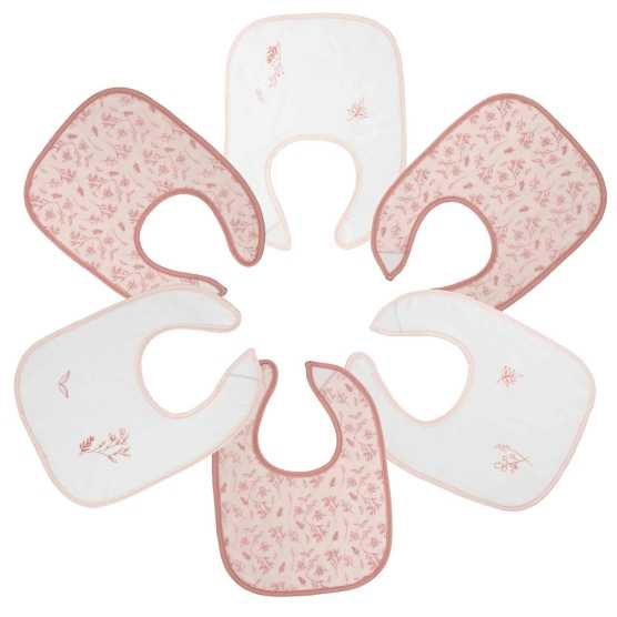 6er-Set rosa und weiße Lätzchen mit Blumen für Neugeborene