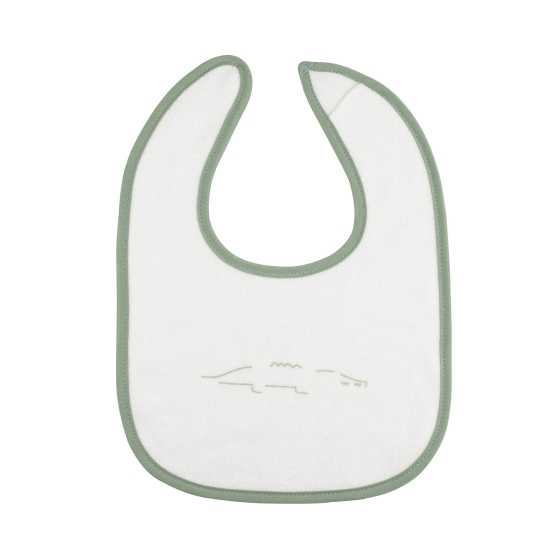 Set of 6 beige and green baby bibs with safari patterns