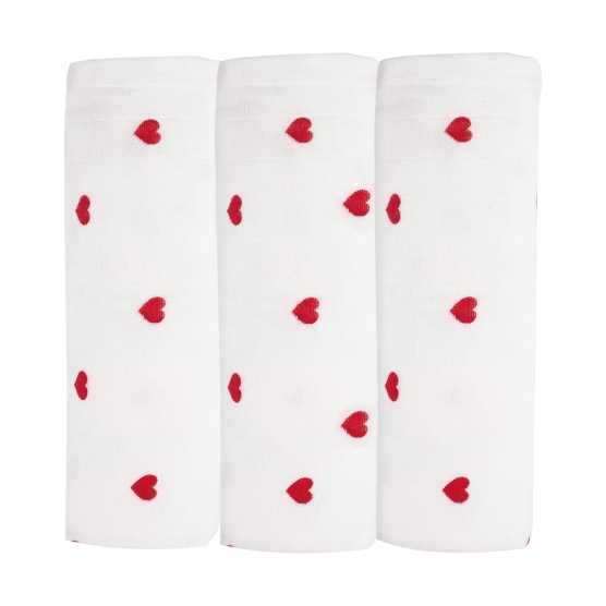 Lot de 3 langes bébé fond blanc avec cœurs rouges