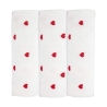 Lote de 3 muselinas bebé fondo blanco con corazones rojos
