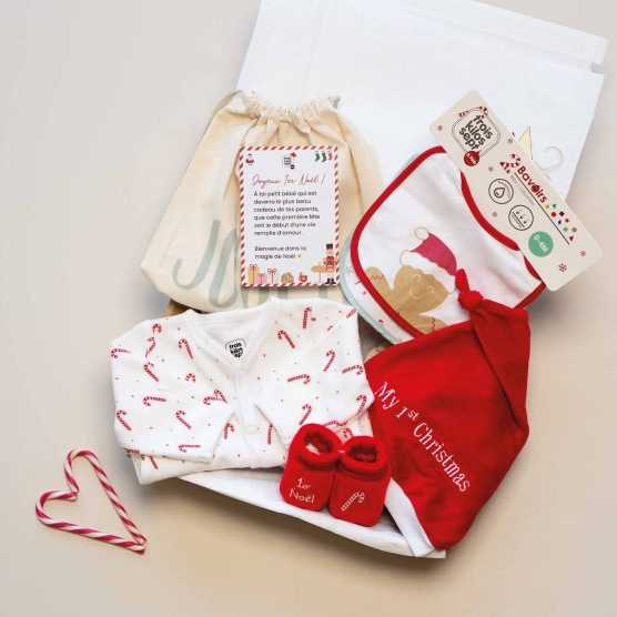 Coffret naissance avec la première tenue de noel de bébé