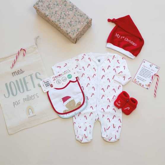 Cofanetto nascita con il primo completino di Natale del bebè