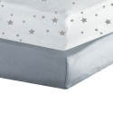 Set of 2 Jersey fitted sheets - White / Grey Trois Kilos Sept - 1