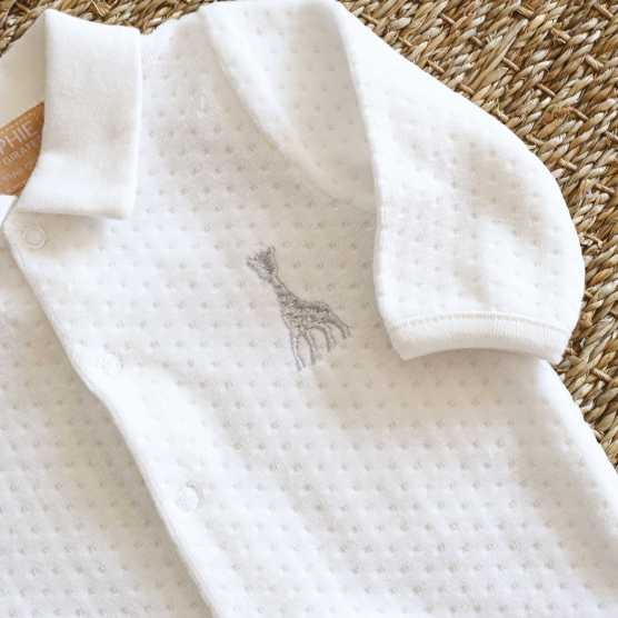 Kruippakje Y Beige polokraag - Jacquard fluweel - ©Sophie de Giraf