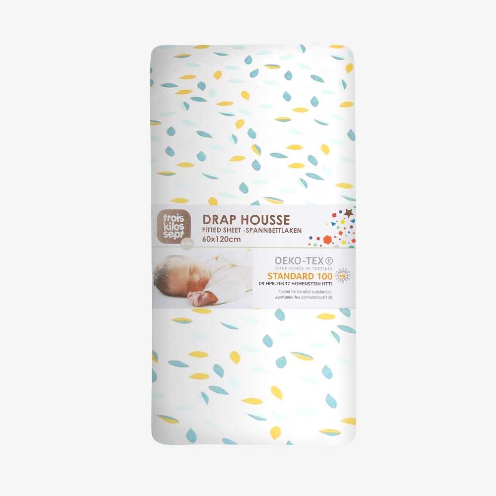 Drap housse en jersey Feuilles végétales Trois Kilos Sept - 5