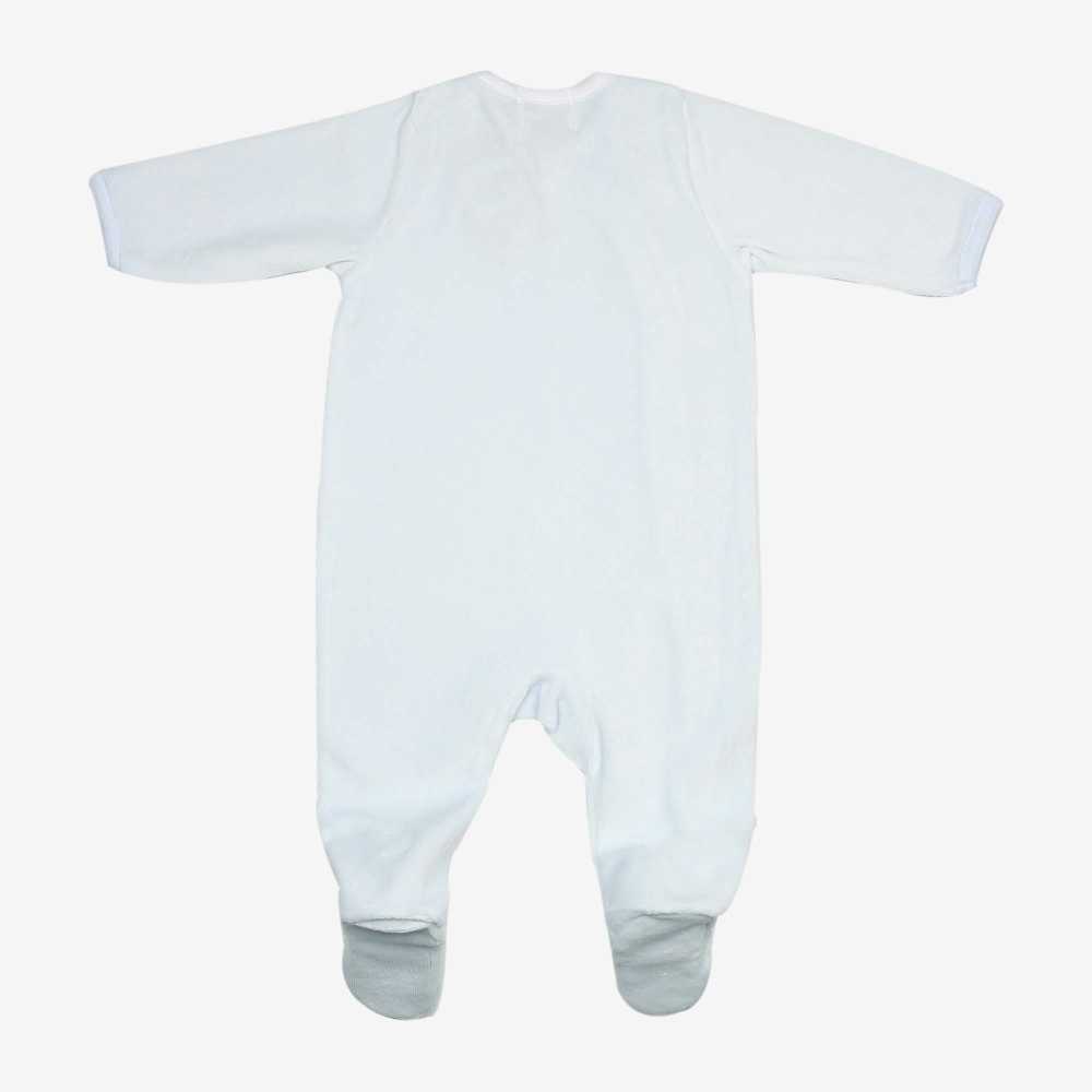 Parte trasera del pijama azul de terciopelo