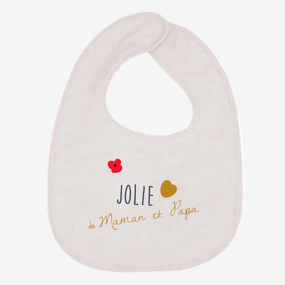 Bavoir "Jolie cœur de Maman et Papa" blanc