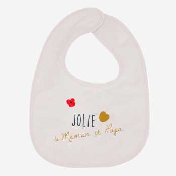 Babero u00ABBonito corazón de Mamá y Papáu00BB blanco