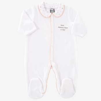 Pyjama "Juste Maman, Papa et Moi" rose col claudine étoiles